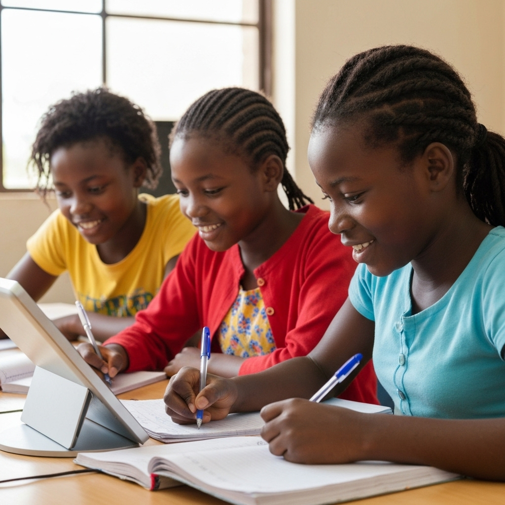 Girls studying together